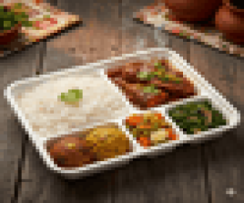 Plain Rice + Fish Dopayaja + Vorta + Vegetable + Shakh